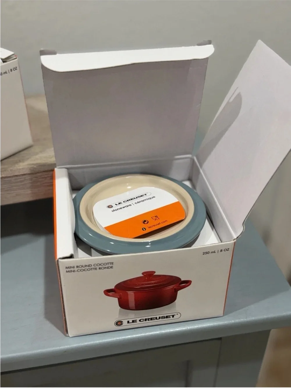 Rare! Le Creuset Mini Cocotte w/ Lid - 8 Oz - Ocean - NIB Set Of 2